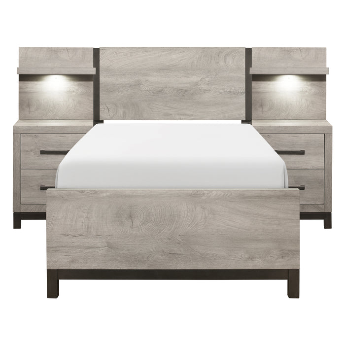 Zephyr 5pc Set Twin Wall Bed (TB+2NS+2NS-P) in Gray - 1577T-1WB