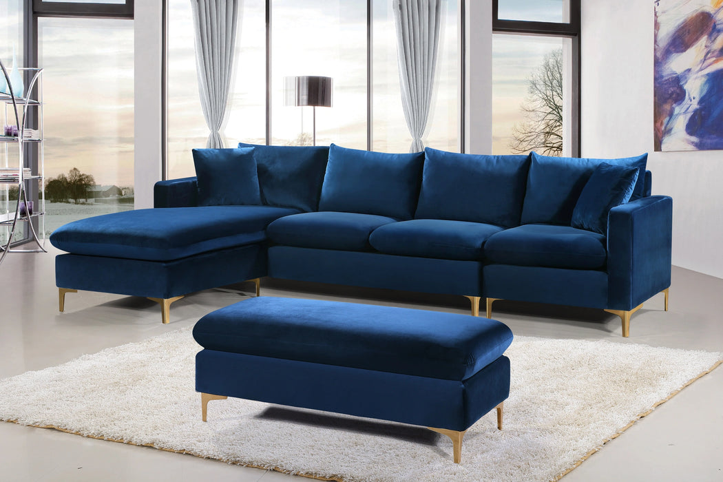 Naomi Navy Velvet 2pc. Reversible Sectional