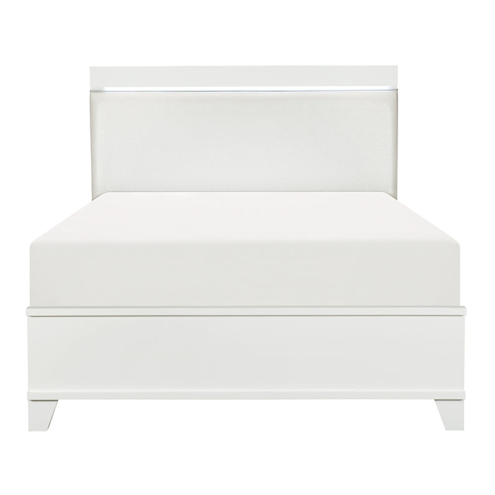 Kerren (3)Eastern King Bed, LED Lighting in White - 1678WK-1EK*