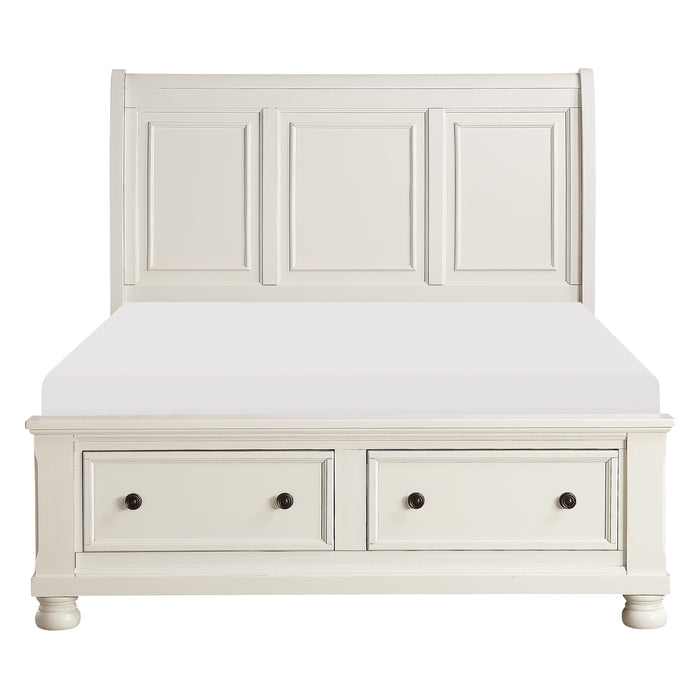 Laurelin Queen Sleigh Platform Bed with Footboard Storage in White - 1714W-1
