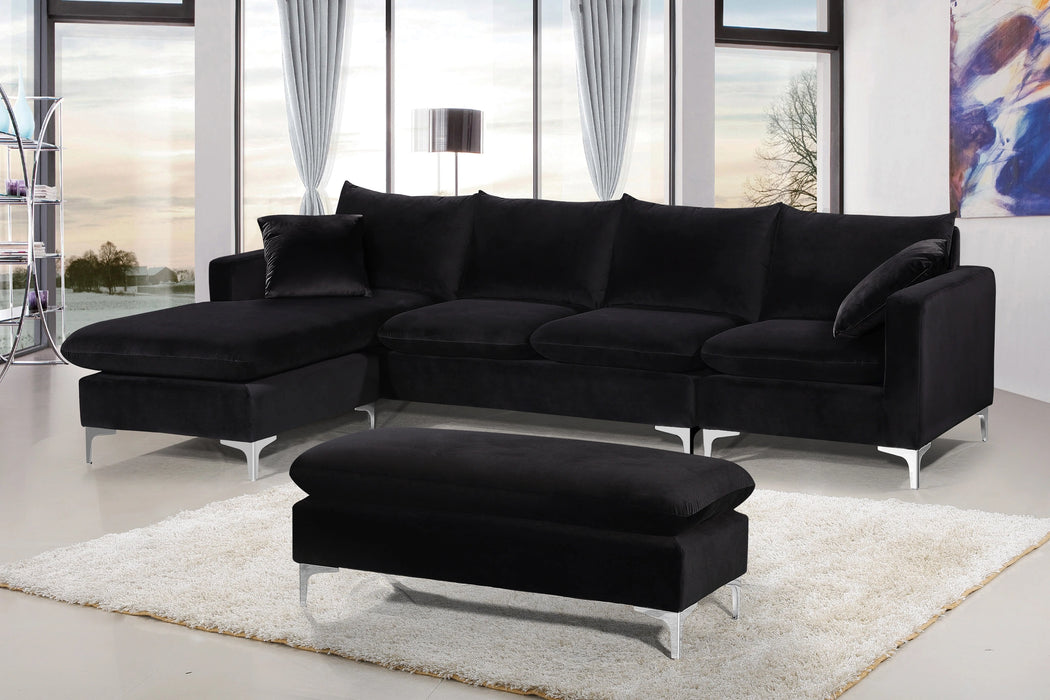 Naomi Black Velvet 2pc. Reversible Sectional