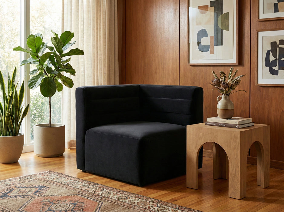 Quincy Black Velvet Modular Corner Chair