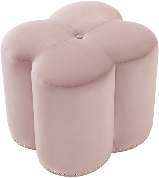 Clover Pink Velvet Ottoman
