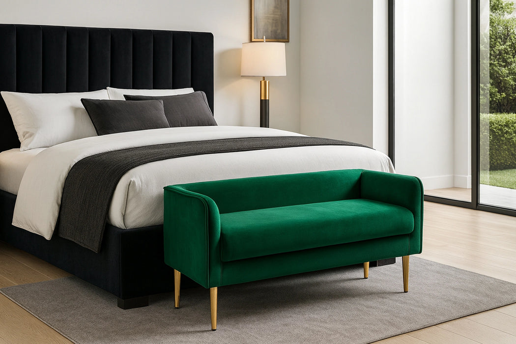 Audrey Green Velvet Bench