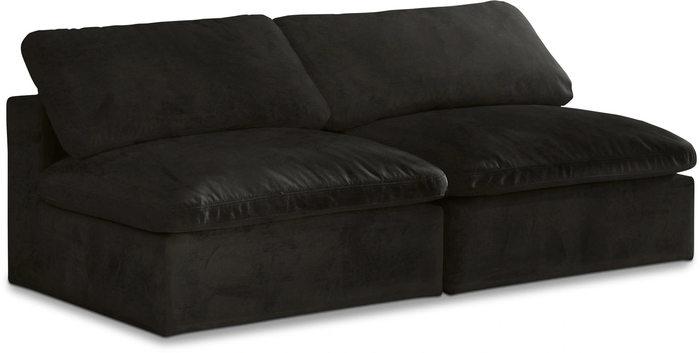 Cozy Black Velvet Cloud Modular Armless Sofa