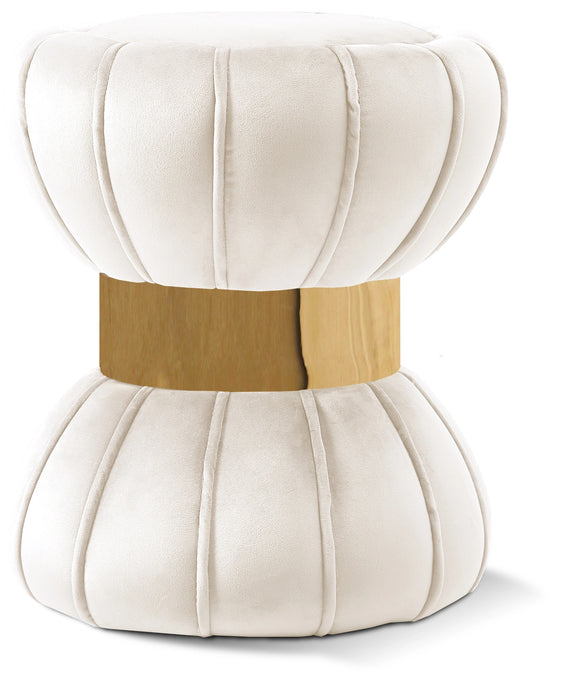 Vino Cream Velvet Ottoman/Stool