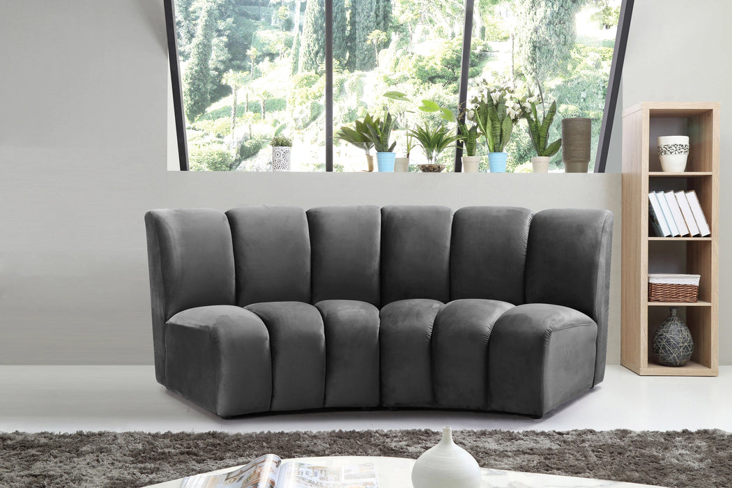 Infinity Grey Velvet 2pc. Modular Sectional