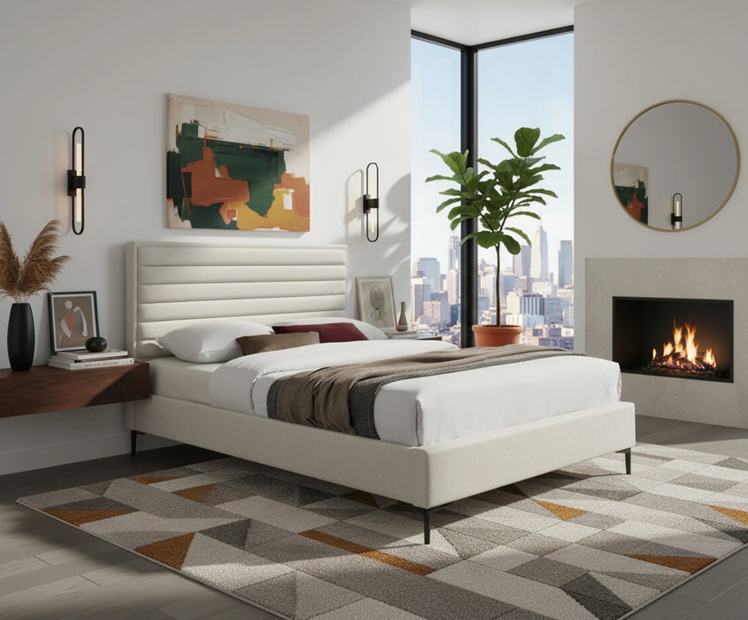 Hunter Cream Linen Queen Bed