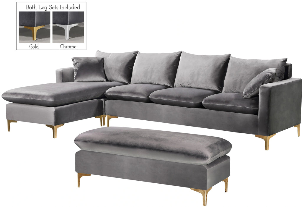 Naomi Grey Velvet 2pc. Reversible Sectional
