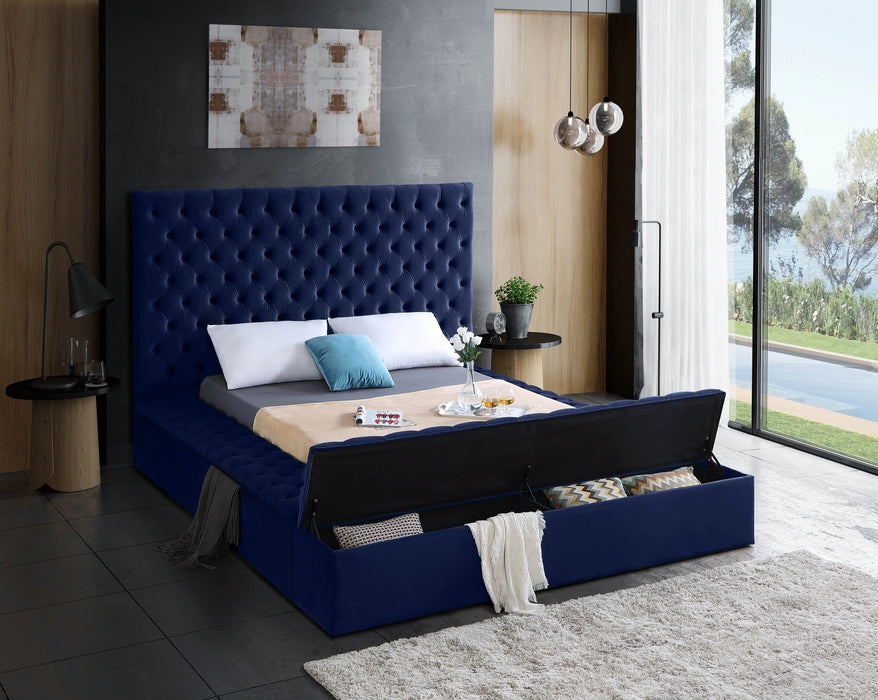 Bliss Navy Velvet Full Bed (3 Boxes)