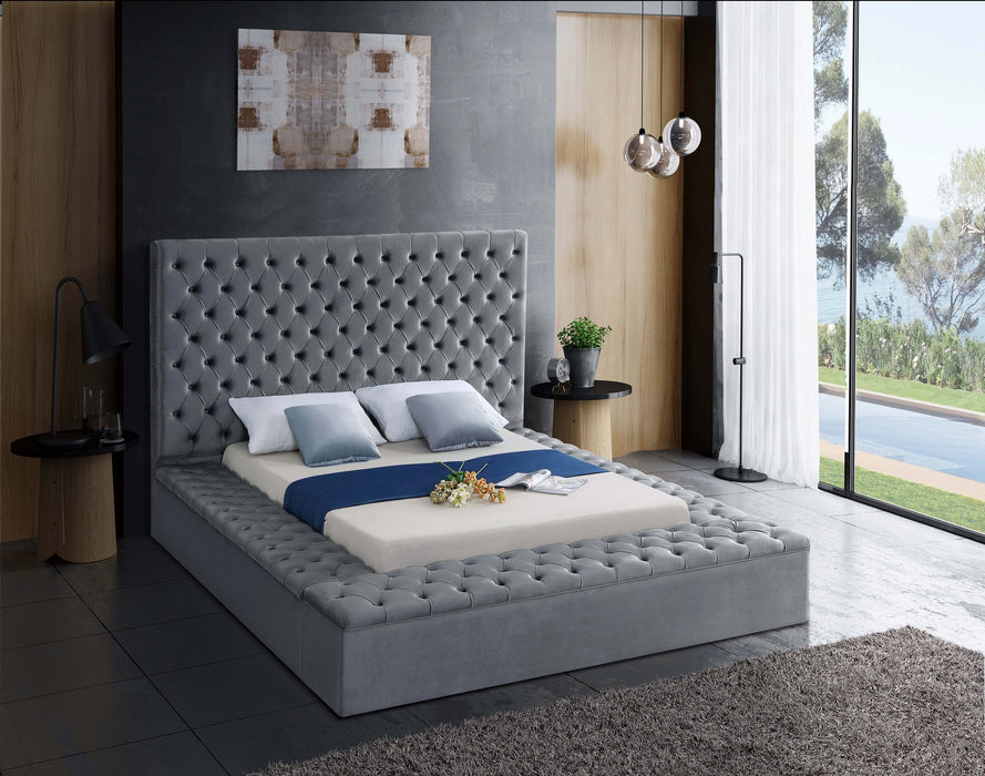 Bliss Grey Velvet Full Bed (3 Boxes)
