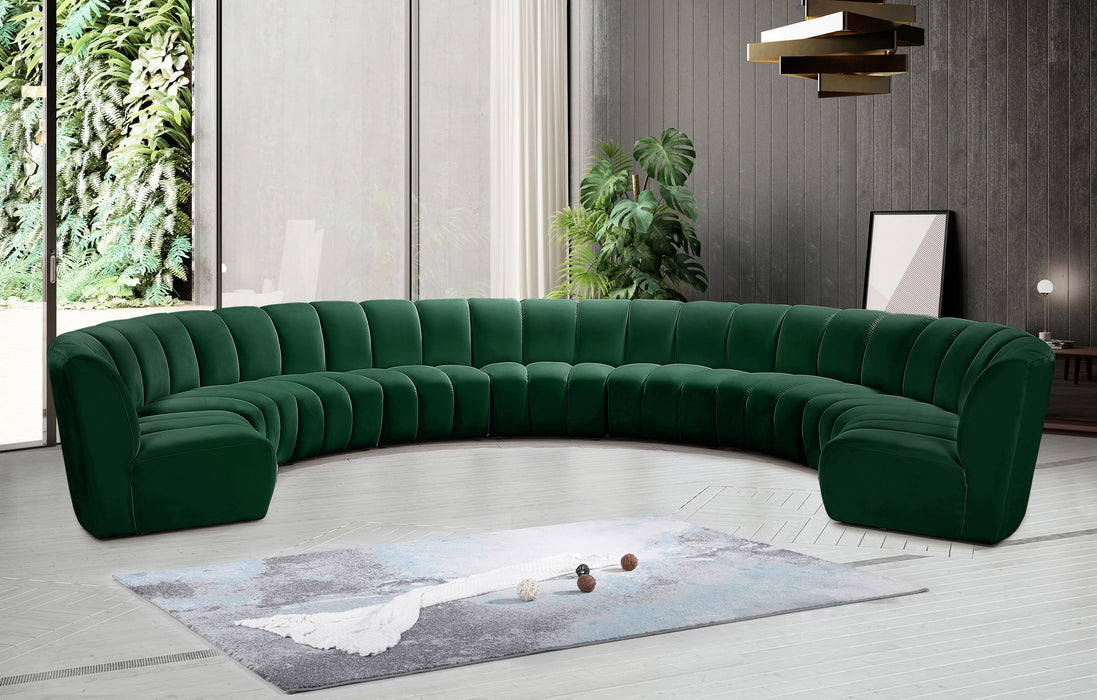 Infinity Green Velvet 9pc. Modular Sectional