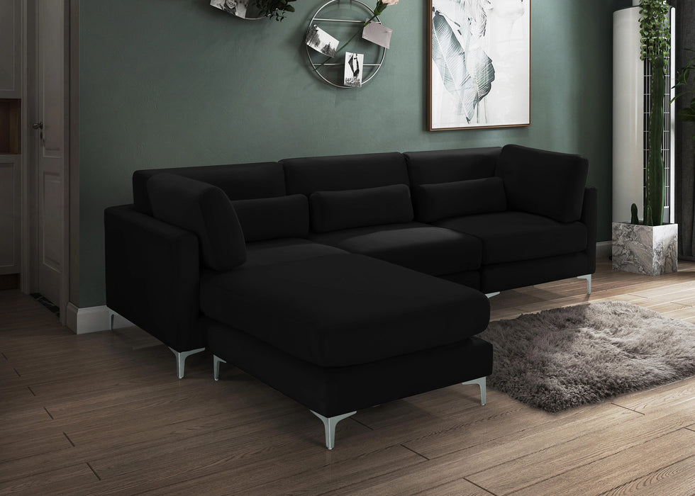 Julia Black Velvet Modular Sectional (4 Boxes)