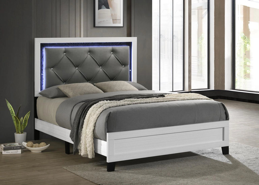 White Led Queen Bed