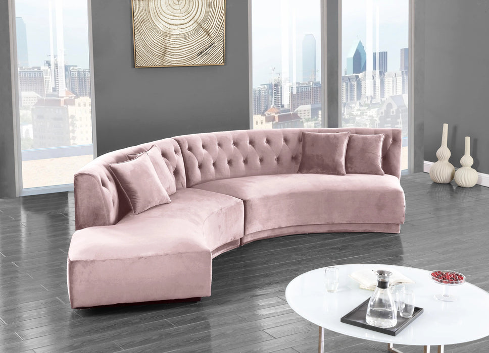 Kenzi Pink Velvet 2pc. Sectional