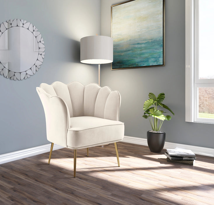 Jester Cream Velvet Accent Chair