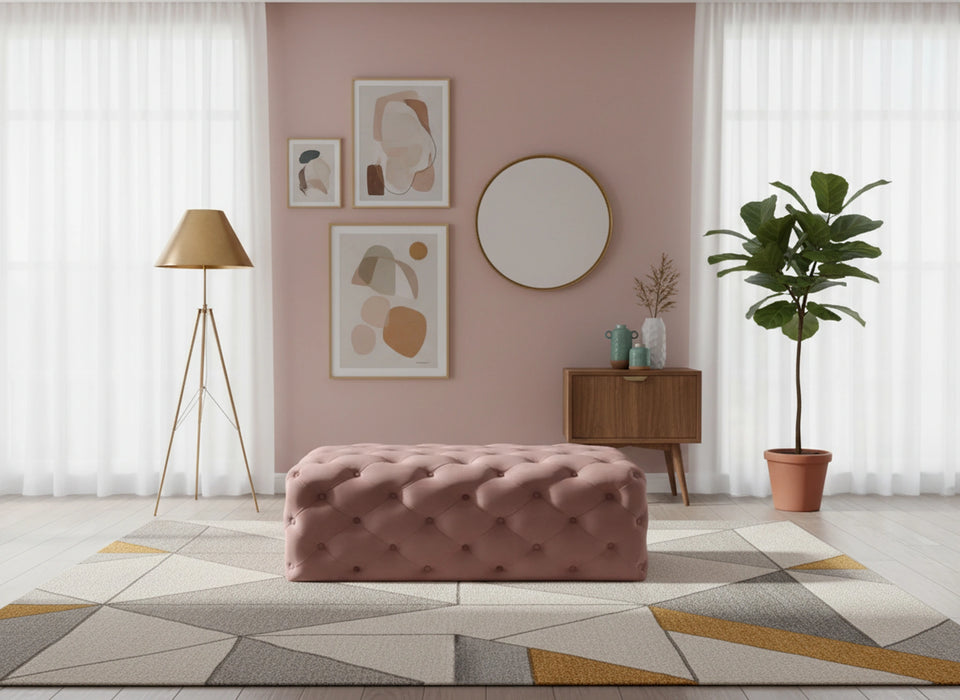Casey Pink Velvet Ottoman/Bench
