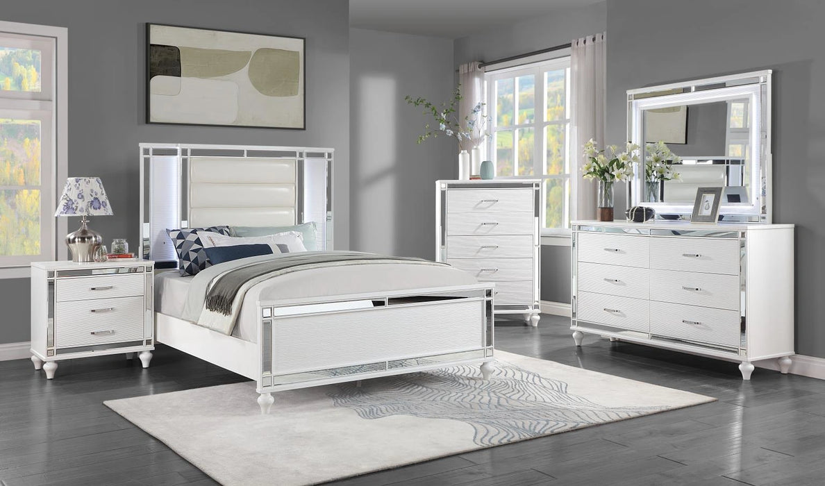 B224 New White Bed Frame-Dresser-Mirror-Chest-Nightstand