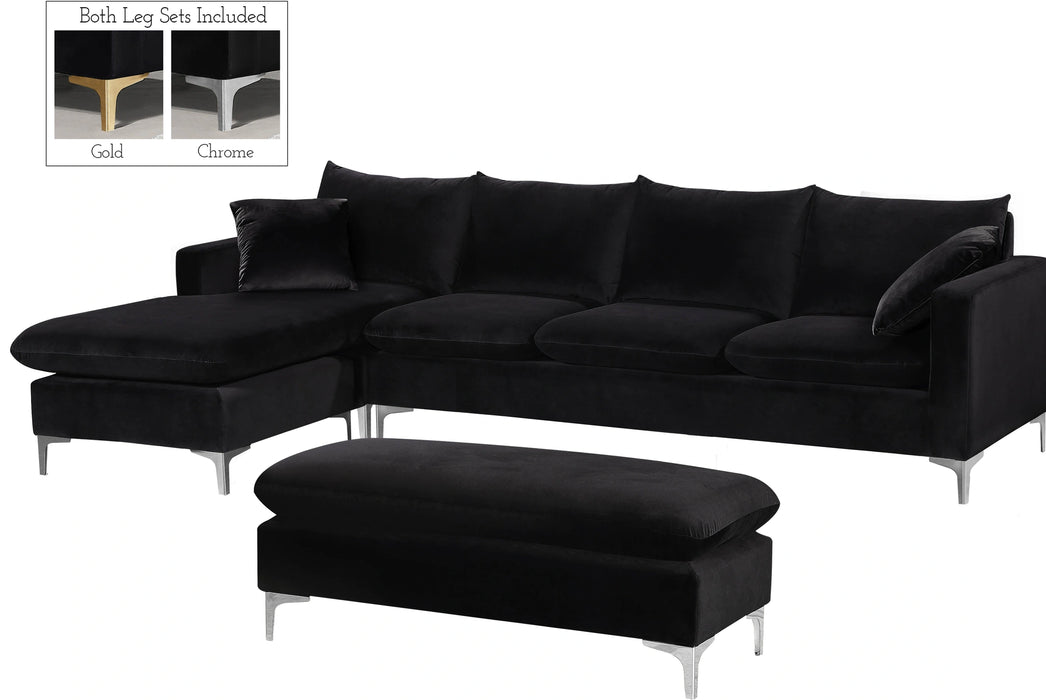 Naomi Black Velvet 2pc. Reversible Sectional