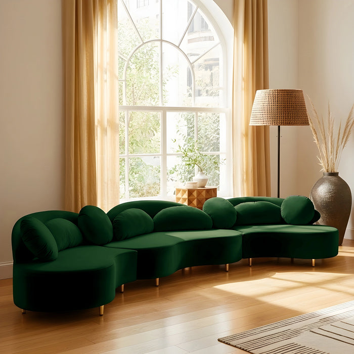 Vivacious Green Velvet 3pc. Sectional (3 Boxes)
