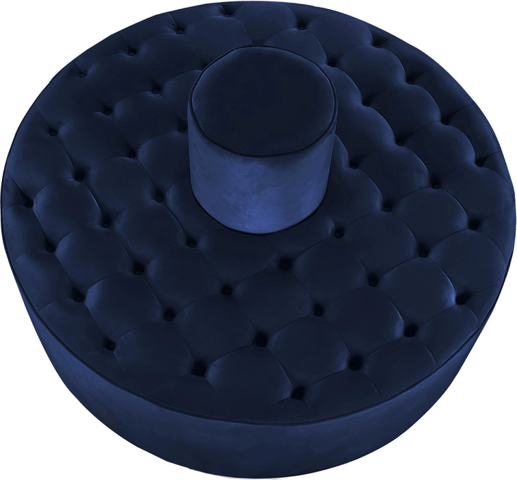 Banquet Navy Velvet Ottoman/Bench