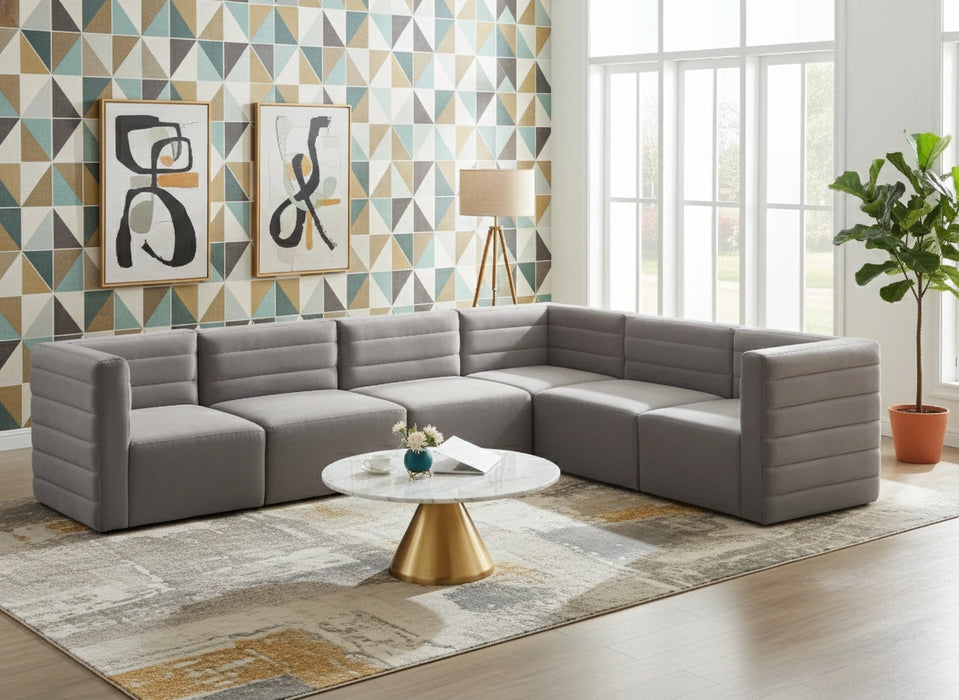 Quincy Grey Velvet Modular Sectional