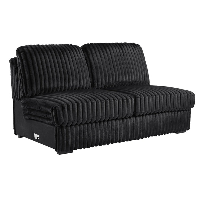 Black Corduroy Power Reclining 4 Pc Sectional W/2 Wireless Charger