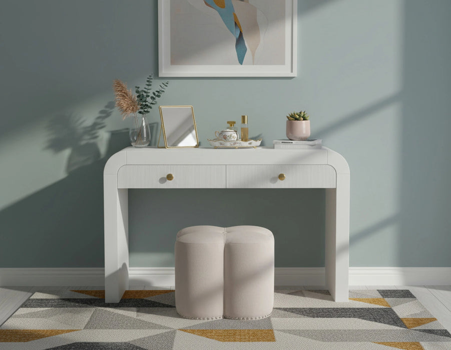 Clover Cream Velvet Ottoman