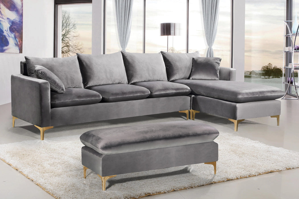 Naomi Grey Velvet 2pc. Reversible Sectional