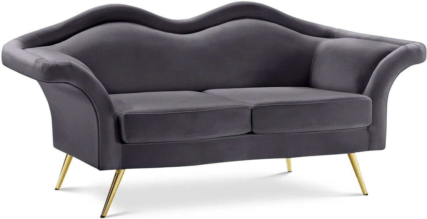 Lips Grey Velvet Loveseat