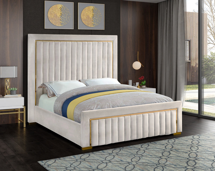 Dolce Cream Velvet King Bed (3 Boxes)