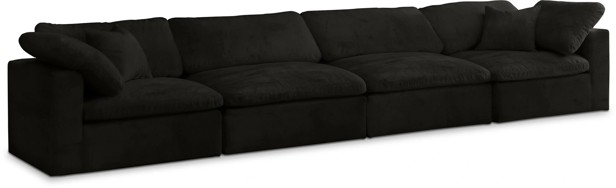 Cozy Black Velvet Cloud Modular Sofa