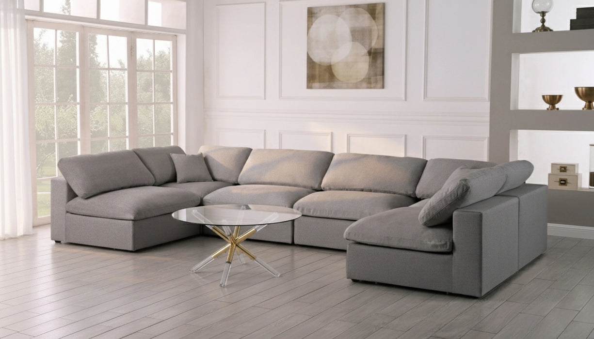 Serene Grey Linen Fabric Deluxe Cloud Modular Sectional