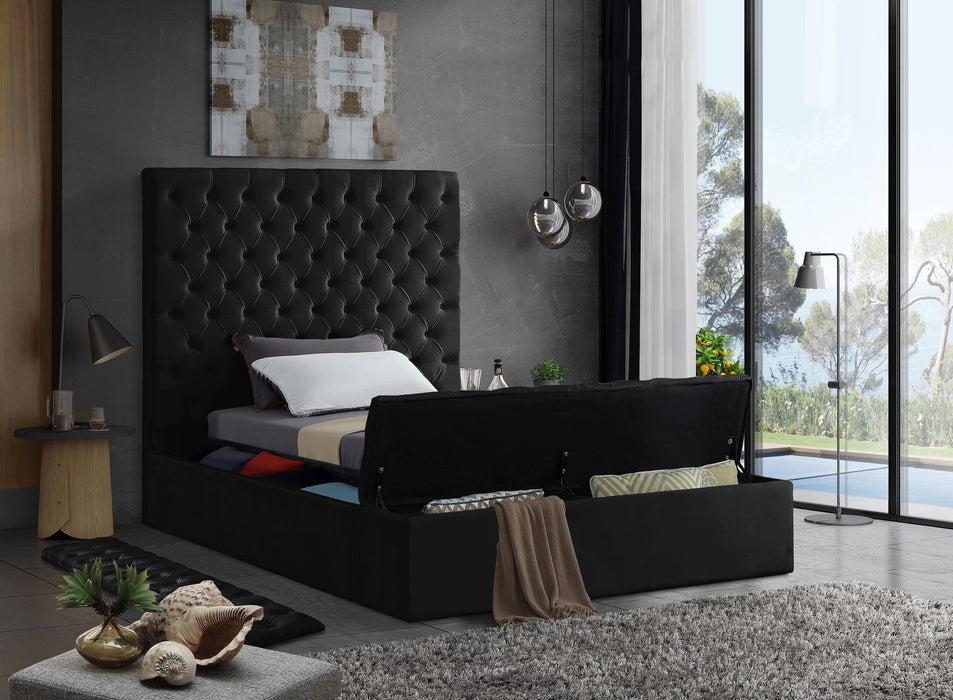 Bliss Black Velvet Twin Bed (3 Boxes)