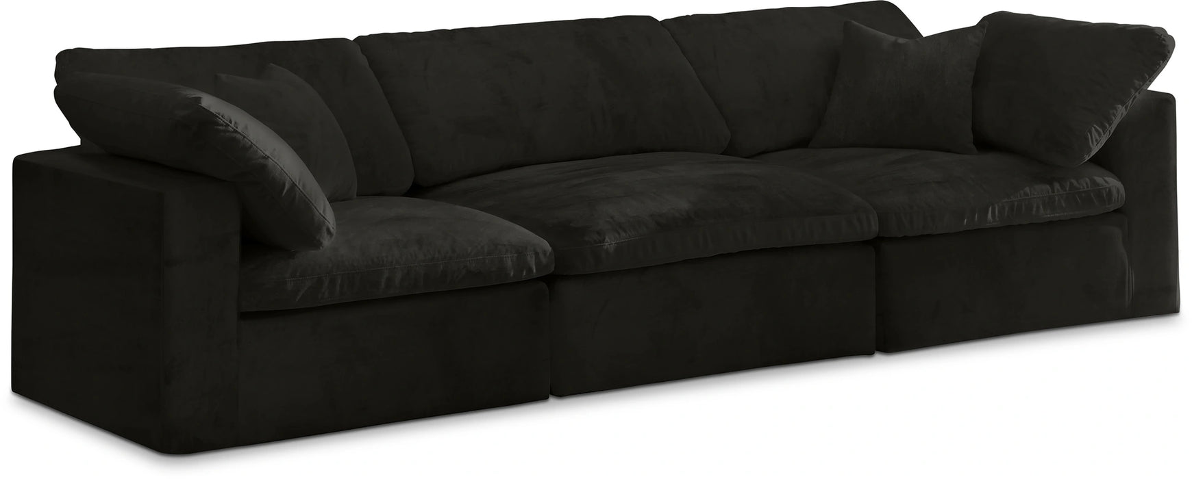 Cozy Black Velvet Cloud Modular Sofa