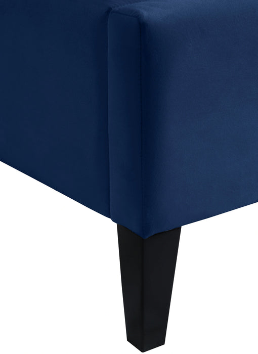 Fritz Navy Velvet Queen Bed