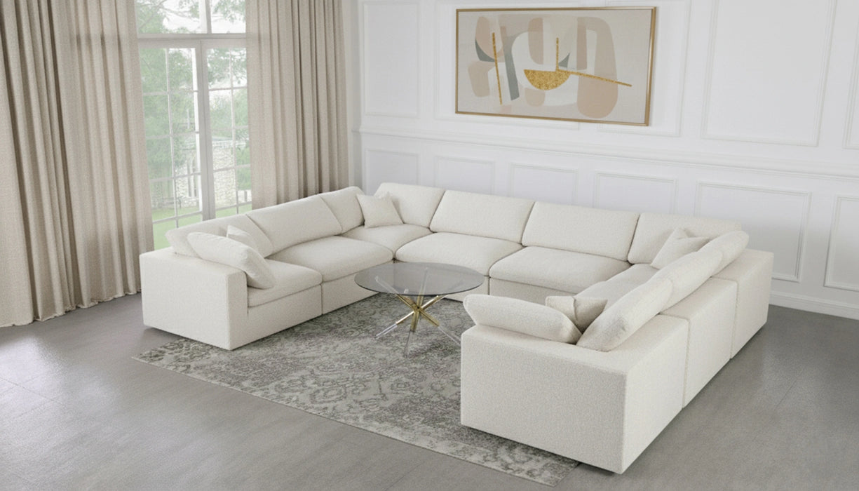 Serene Cream Linen Fabric Deluxe Cloud Modular Sectional