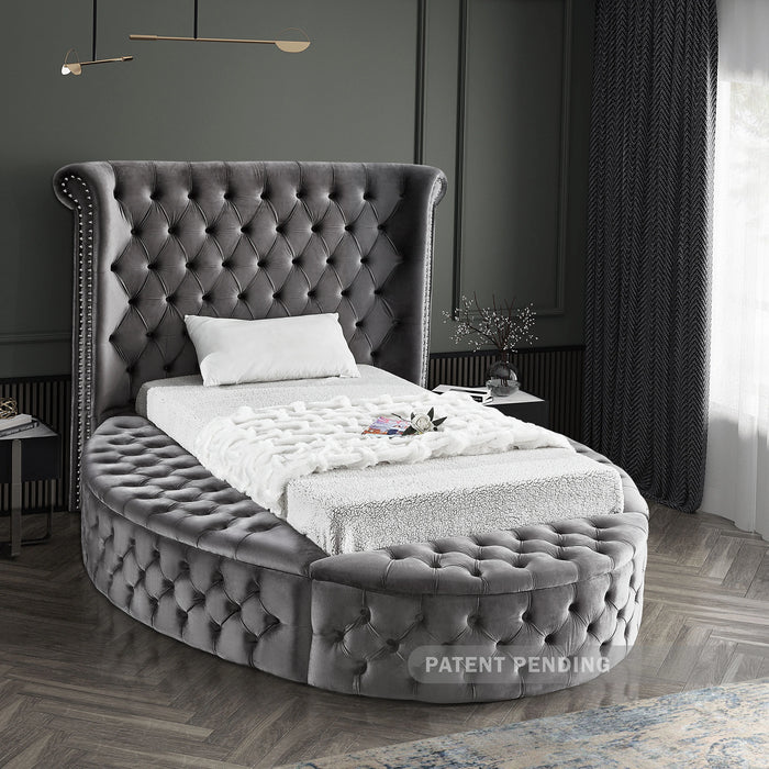 Luxus Grey Velvet Twin Bed (3 Boxes)