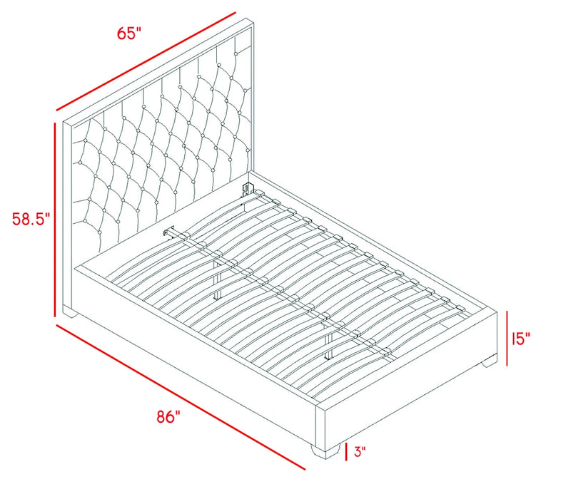 Lexi Black Velvet Queen Bed