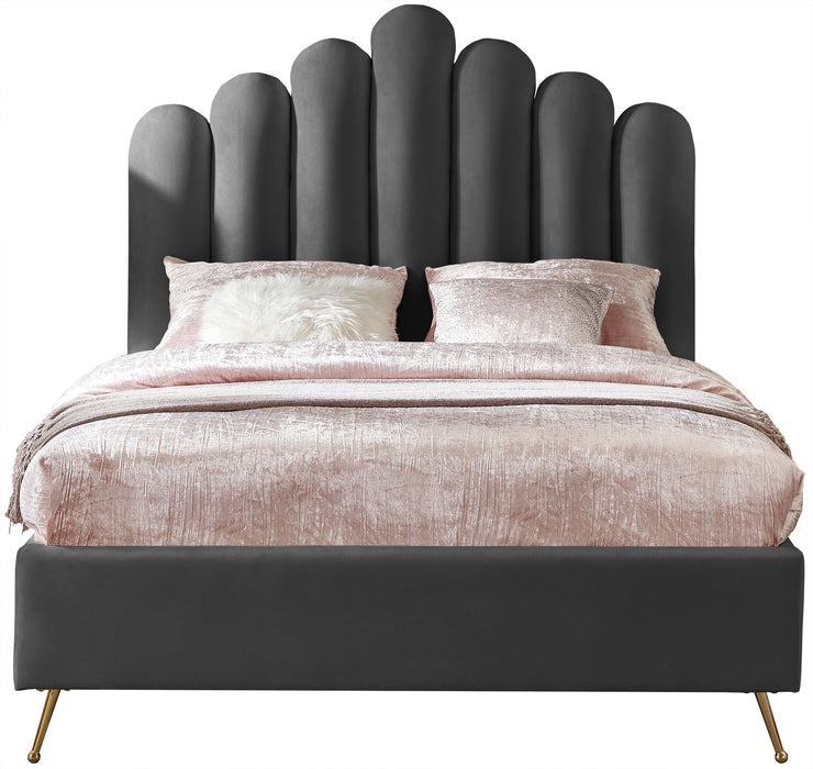 Lily Grey Velvet Full Bed