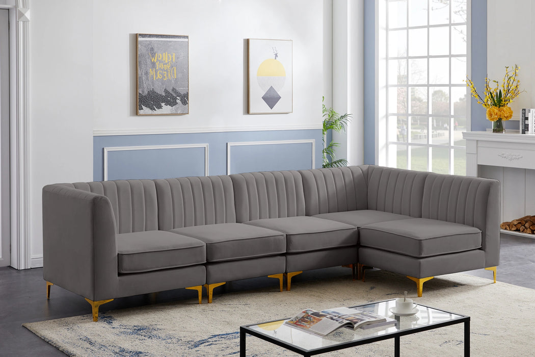 Alina Grey Velvet Modular Sectional