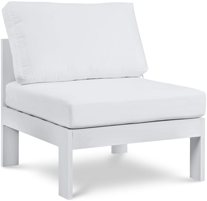 Nizuc White Waterproof Fabric Outdoor Patio Aluminum Armless Chair