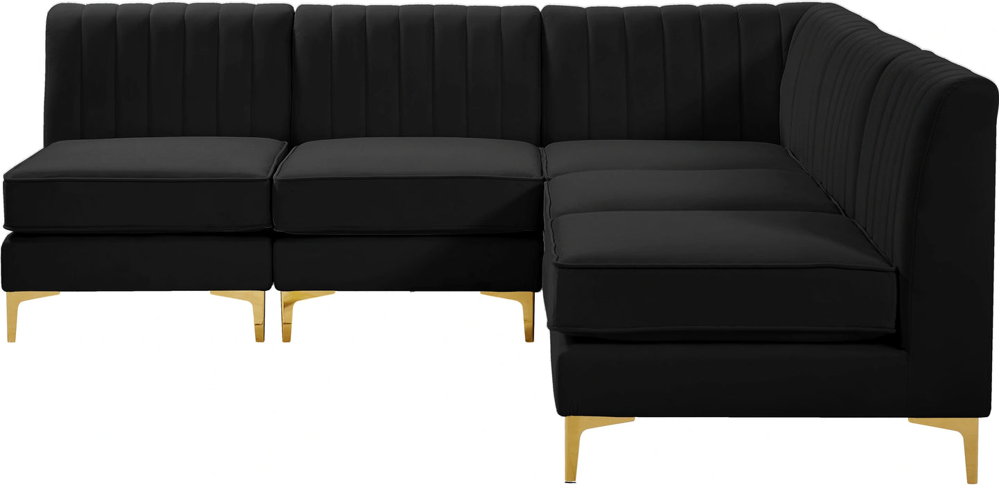 Alina Black Velvet Modular Sectional