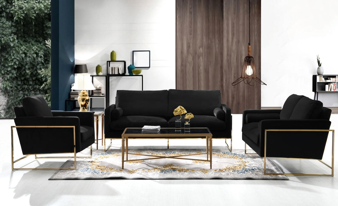 Mila Black Velvet Sofa