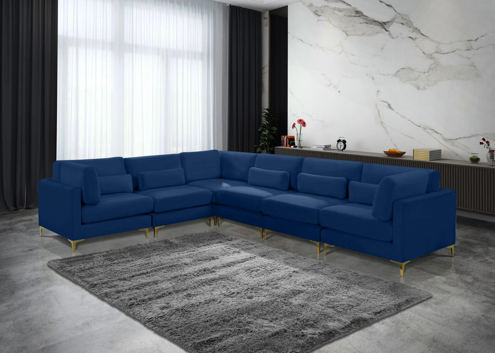 Julia Navy Velvet Modular Sectional (6 Boxes)