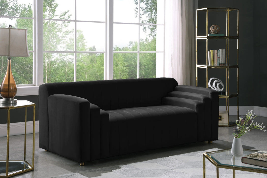 Naya Black Velvet Loveseat