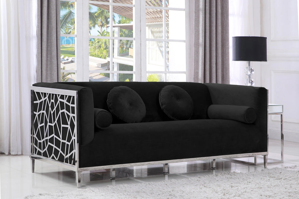 Opal Black Velvet Sofa