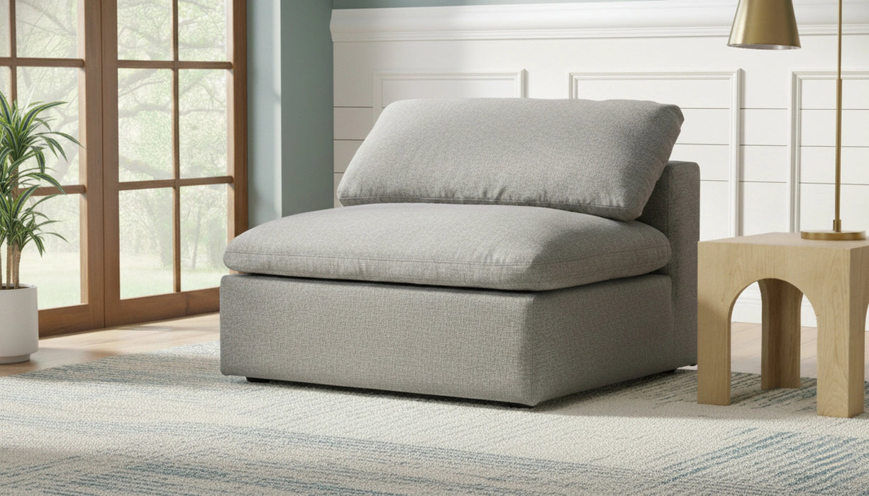 Serene Grey Linen Fabric Deluxe Cloud Armless Chair
