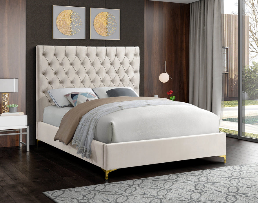 Cruz Cream Velvet King Bed