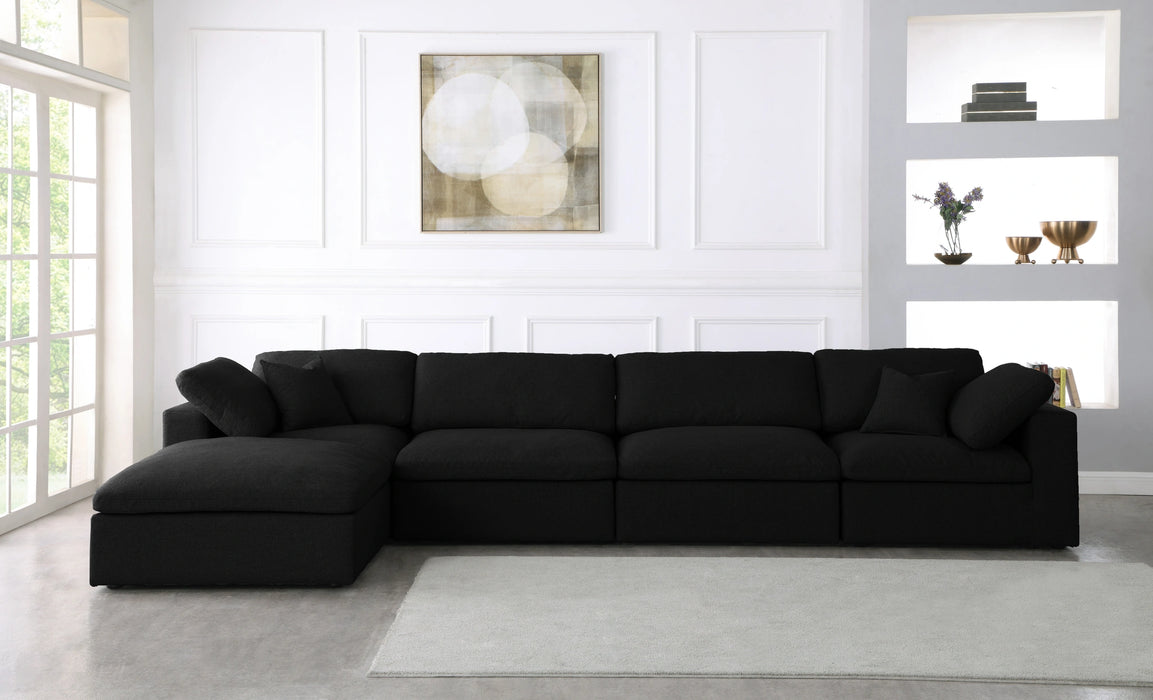 Serene Black Linen Fabric Deluxe Cloud Modular Sectional